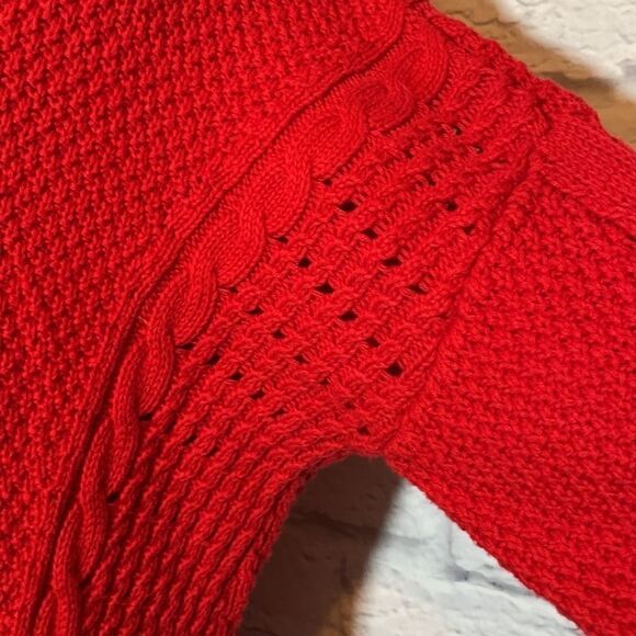 TOMMY Hilfiger Cable Knit Long Sleeve Sweater 100% Cotton Size Medium - Picture 5 of 10